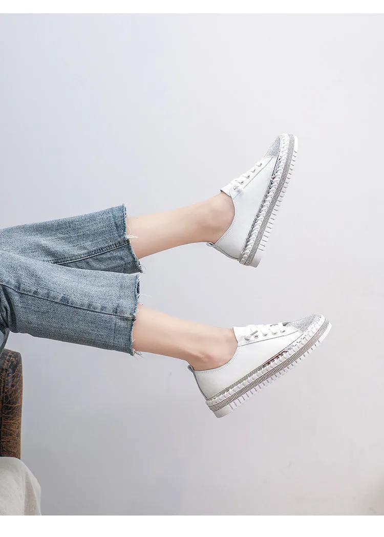 Lightest Weight Work Boots Nanccy Rhinestone Thick-soled Casual Shoes