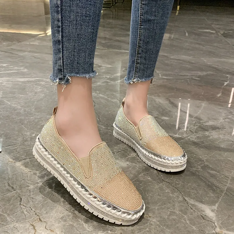 Nanccy Thick-soled Fashion Rhinestone Casual Shoes Work Boots Framer Ct