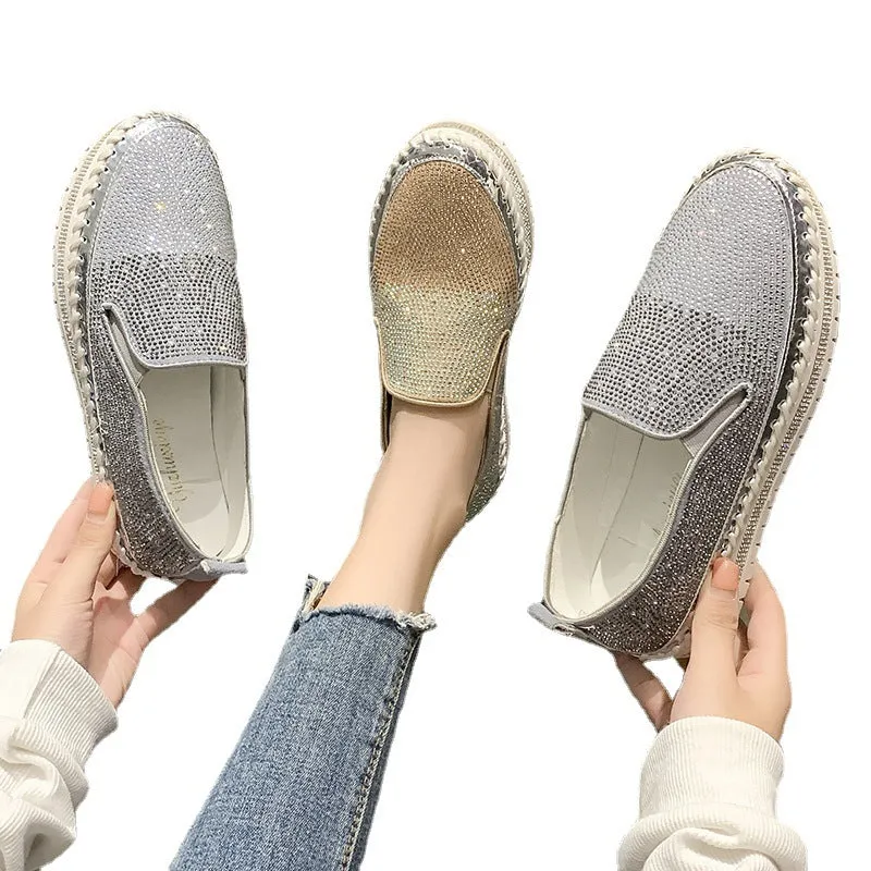 Nanccy Thick-soled Fashion Rhinestone Casual Shoes 100 American Made Work Boots