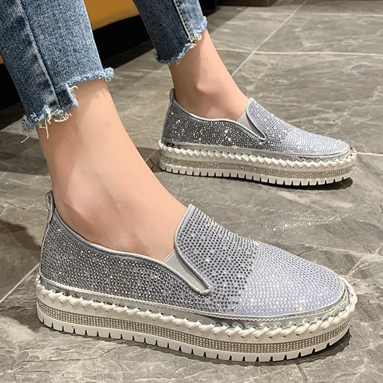 Best Non Steel Toe Work Boots Nanccy Thick-soled Fashion Rhinestone Casual Shoes