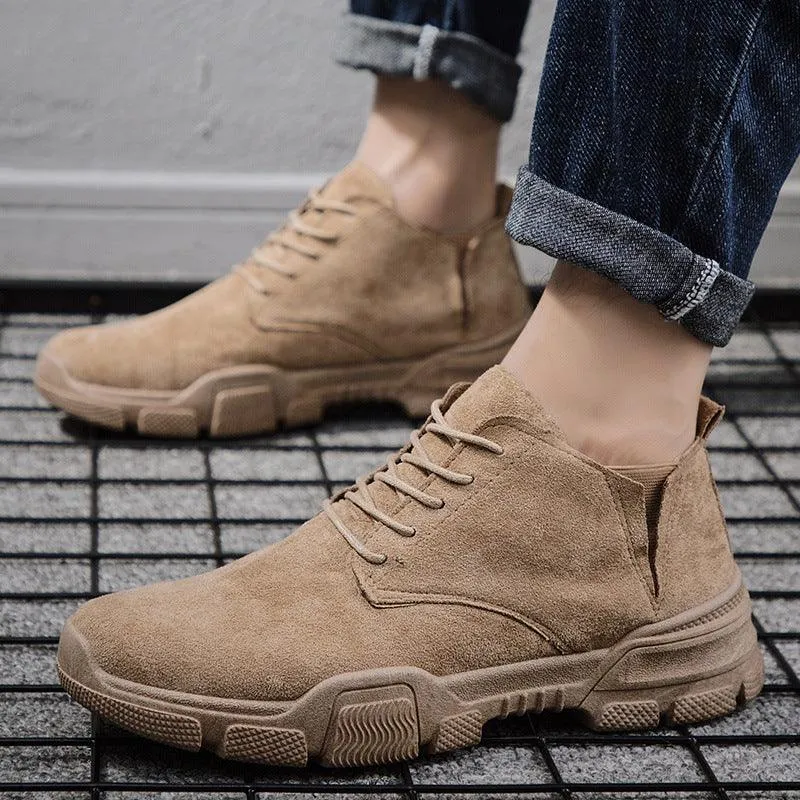 Flat Feet Work Shoes Flying knit Martin boots men