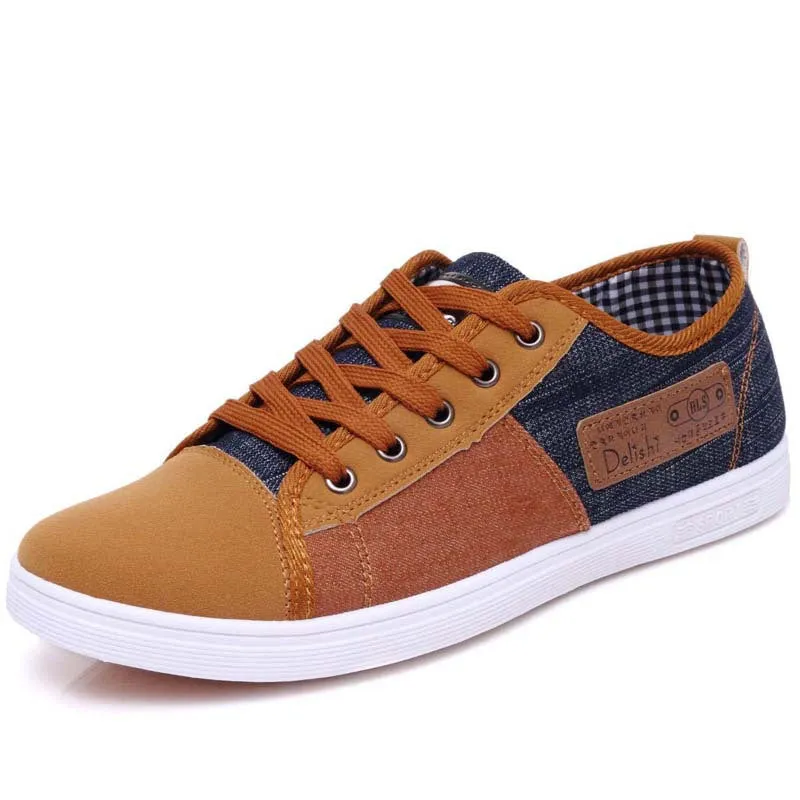 New arrival plimsolls canvas shoes men breathable Fashion patchwork men's sneakers lace-up platform casual gumshoes Extra Wide Basketball Sneakers