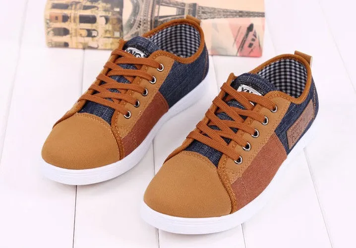 New arrival plimsolls canvas shoes men breathable Fashion patchwork men's sneakers lace-up platform casual gumshoes Danskin Sneakers