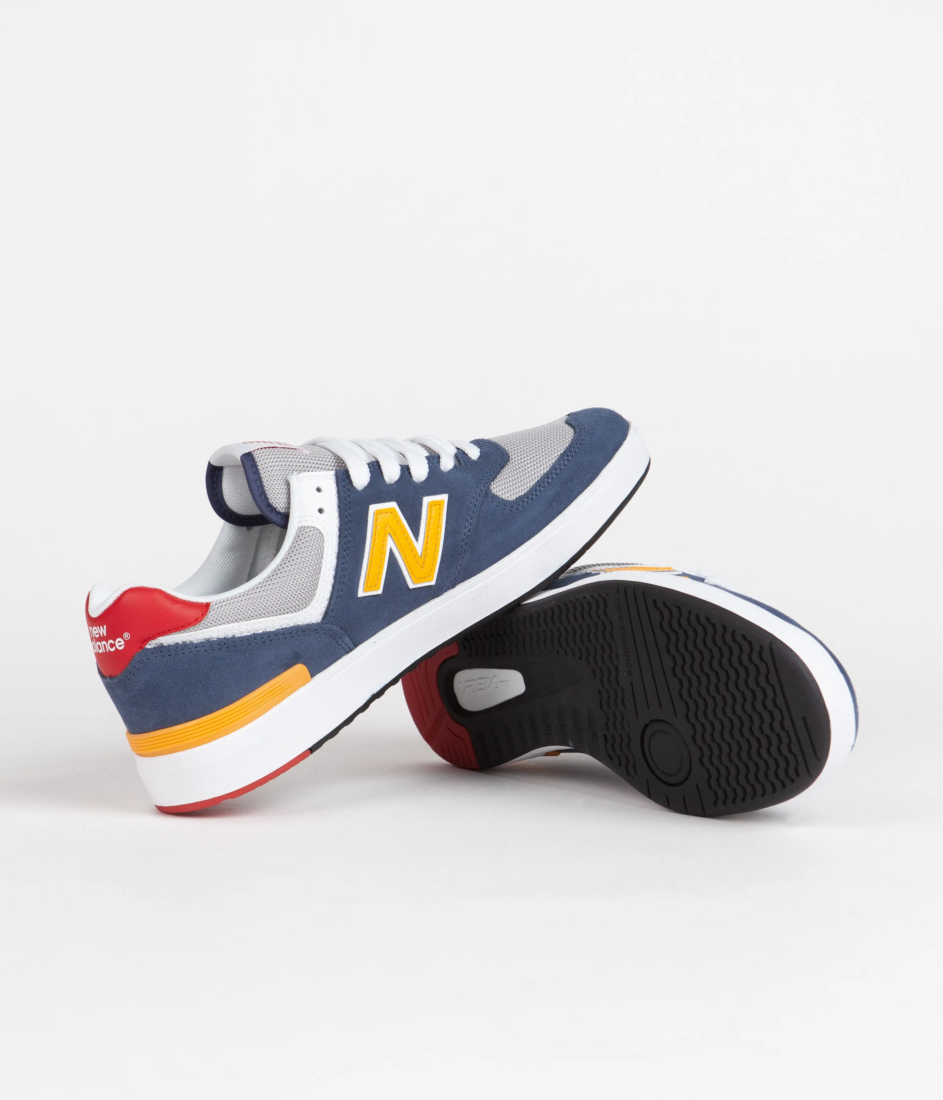 New Balance Nyc Marathon Gear New Balance Numeric Pro Court 574 Shoes - Navy / Yellow