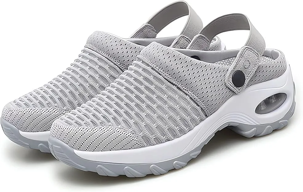 NEW Sz 8.5 Grey Air Cushion Orthopedic Slip on Shoes - Walking Shoes Orthopedic Diabetic Walking Shoes for Women Wide Width, Orthopedic Stretch Sandals Slippers for Women Arch Support Slippers House