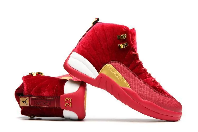 Nike Air Jordan 12 Retro Red Velvet Shoes Basketball Men Sale Size US 7 - 13 Asics Racquetball Shoes