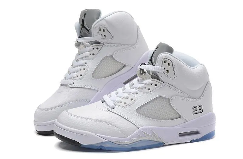Nike Air Jordan 5 Retro White Men Shoes Sale Size US 7, 8, 8.5, 9, 10, 11, 12, 13 Asics Indoor Shoes
