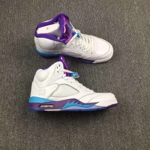Nike Air Jordan 5 White Blue Purple Men Shoes Sale Size US 7, 8, 8.5, 9, 10, 11, 12, 13 Onitsuka Tiger Asics Shoes