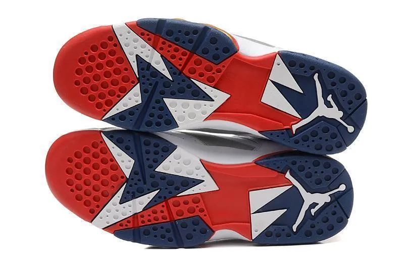 Paint Splatter Asics Shoes Nike Air Jordan 7 Retro White Navy Red Shoes Basketball Men !!! CYBER MONDAY SALE !!!