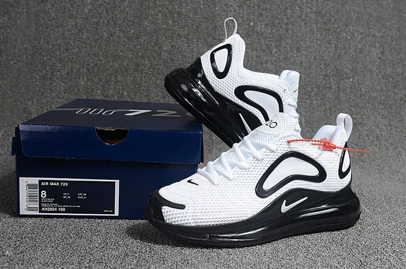 Asics Shock Absorbing Shoes Nike Air Max 720 Ultra Sneakers Men's White Black Men Shoes Sale Size US 7-11