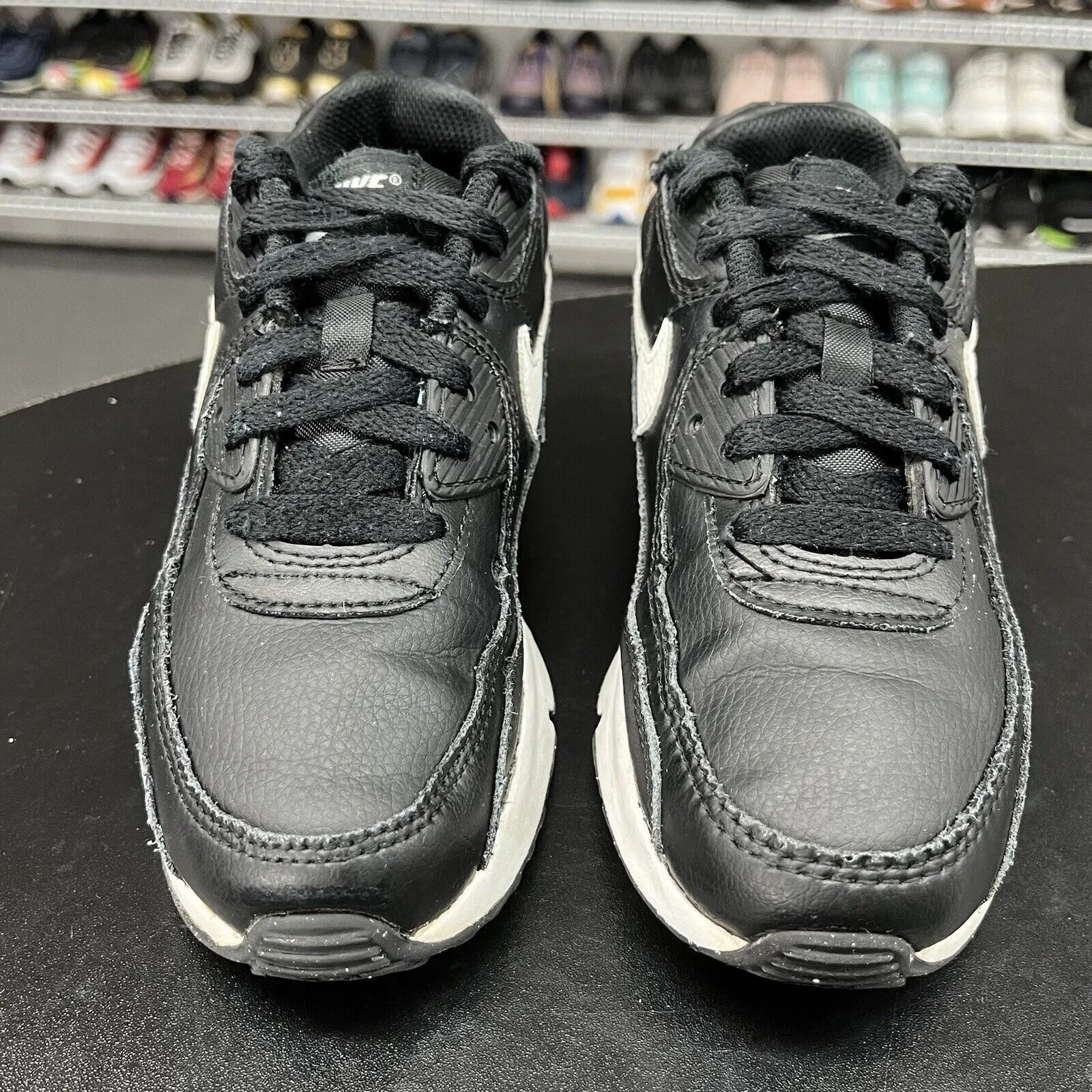 Nike Air Max 90 Black White PS Sneakers CD6867-010 Youth Size 1.5Y Asic Shoes For Plantar Fasciitis