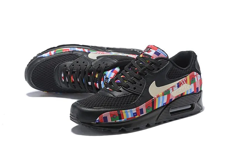 Nike Air Max 90 'One World Black' Shoes Sneaker Sale Men Size US 7, 8, 8.5, 9, 10, 11 Best Asics Motion Control Running Shoes