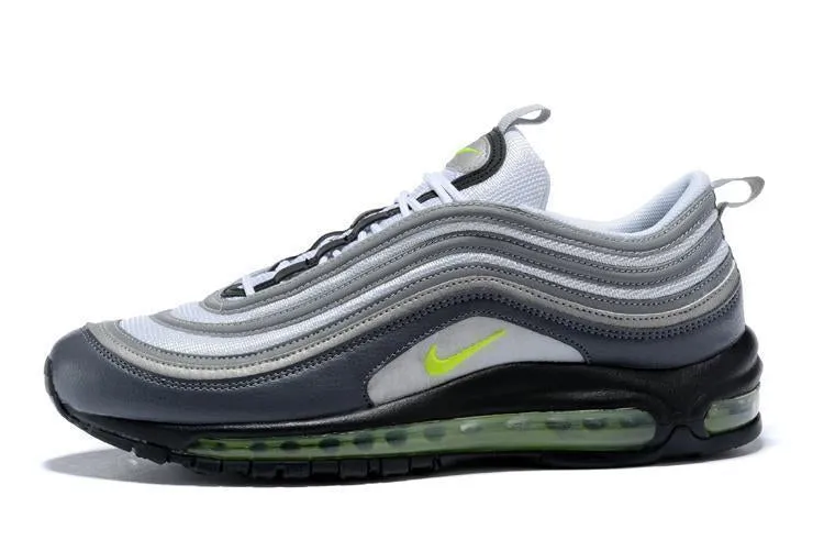 Nike Air Max 97 Carbon Grey Fludredsent Green Shoes Sale Men Size US 7-11 Brands Like Asics