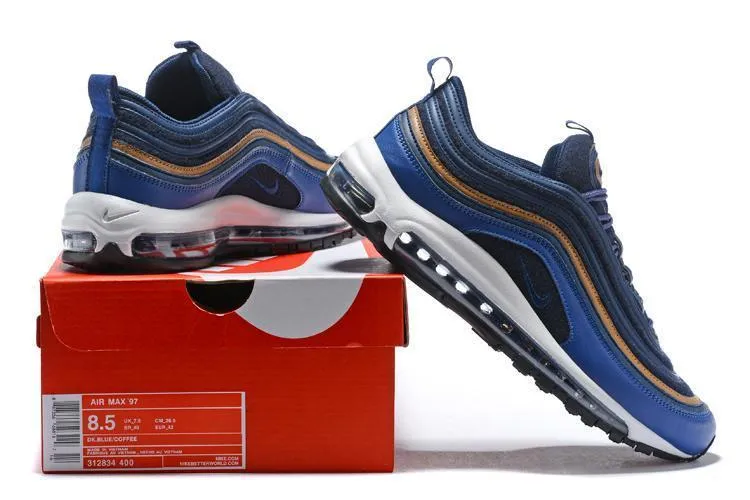 Nike Air Max 97 DK Blue Coffee Shoes Sale Men Size US 7, 8, 8.5, 9, 10, 11 Asics Metarise Shoes