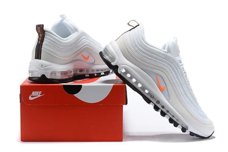 Asics Flat Running Shoes Nike Air Max 97 White Orange Shoes Sale Men Size US 7, 8, 8.5, 9, 10, 11