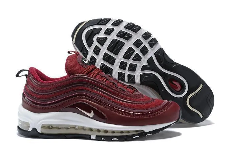 Asics Shoes San Marcos Outlet Nike Air Max 97 Wine Red White Shoes Sale Men Size US 7-11