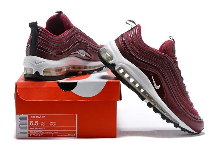 Nike Air Max 97 Wine Red White Shoes Sale Men Size US 7-11 Asics 4d Shoes