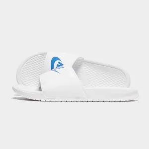 Nike Benassi "Just Do It" White & Blue Asics Shoes Gel Kayano 32 Running