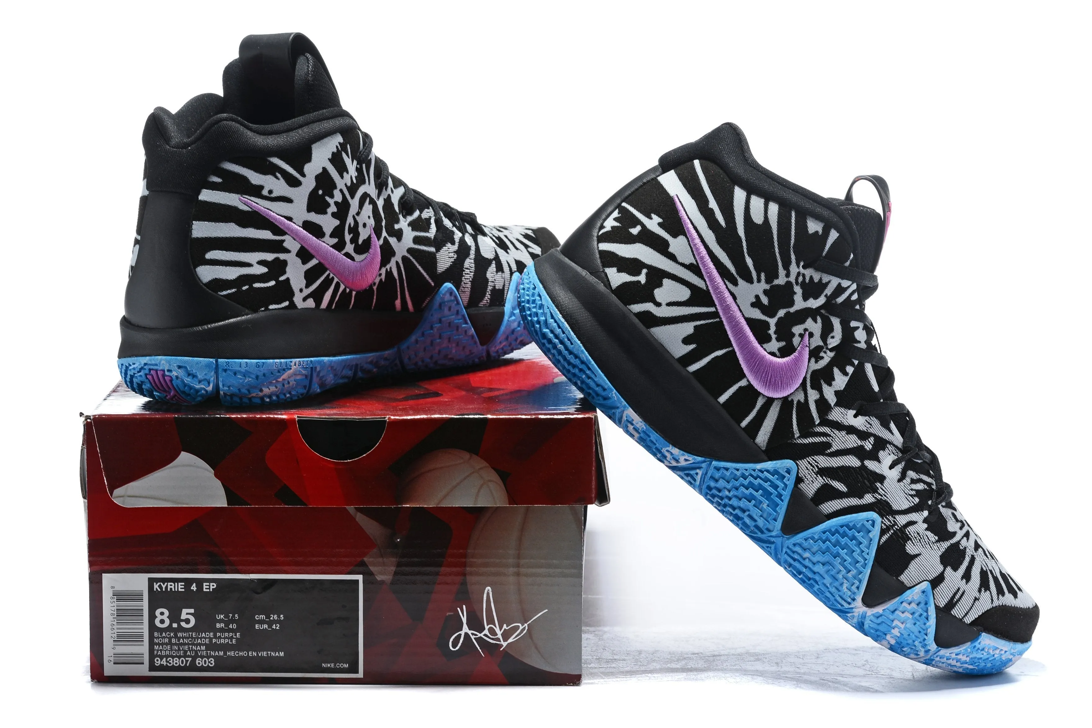 Nike Kyrie 4 Black White Jade Purple Men Basketball Shoes !!! CYBER MONDAY SALE !!! Best Asics Walking Shoes
