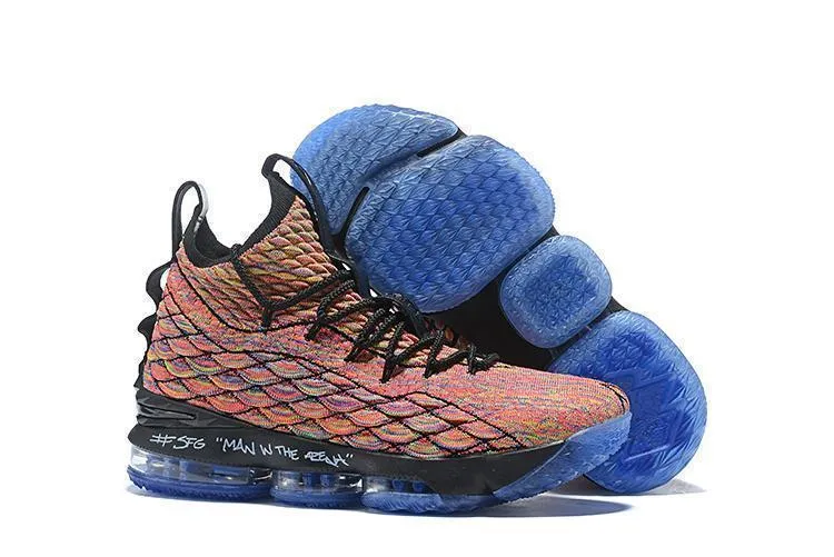 Asics Cushioned Running Shoes Nike Lebron XV 15 Black Rainbow Blue Men Shoes !!! CYBER MONDAY SALE !!!