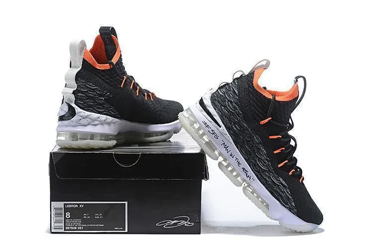 Nike Lebron XV 15 Black White Orange Men Shoes !!! CYBER MONDAY SALE !!! Asics Tennis Shoes Online