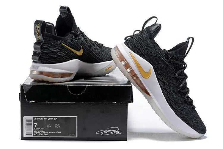 Asics Dad Shoes Nike Lebron XV 15 Low EP Black White Gold Men Shoes !!! CYBER MONDAY SALE !!!