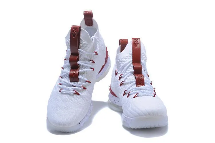 Asics Football Shoes Nike Lebron XV 15 White Bordeaux Red Men Shoes !!! CYBER MONDAY SALE !!!