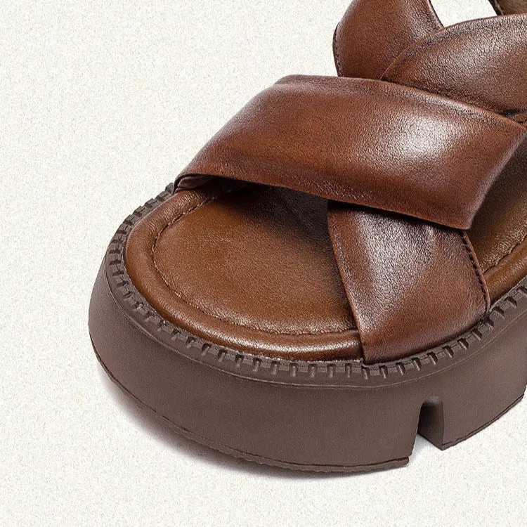 Best Sandals With Good Arch Support Women's Leather Summer Platform Casual Sandals