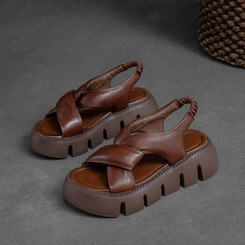 Well Worn Sandals Women's Leather Summer Platform Casual Sandals