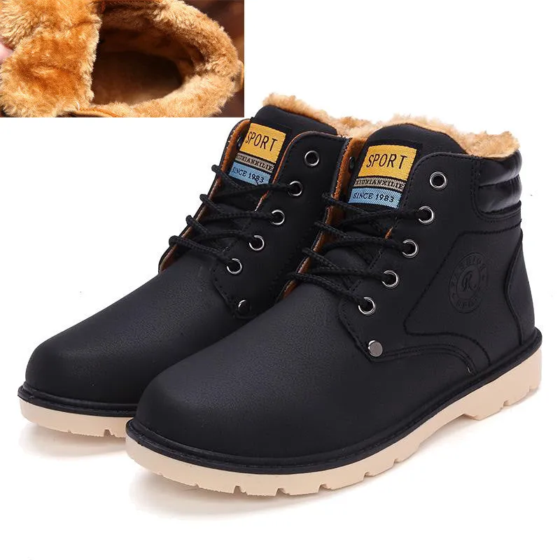Keep Warm Men Boots High pu Leather Casual Boots Working Fahsion Boots Essential Shoes Acid Resistant Work Boots