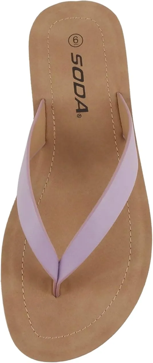 Soda Shoes Women Flip Flops Basic Plain Slippers Thongs Sandals Strap Casual Beach Ella-S Outdoor Flip Flops