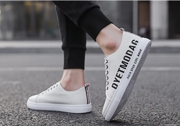 Men's Spring Canvas Shoes Flat Ballerina Shoes With Ankle Strap