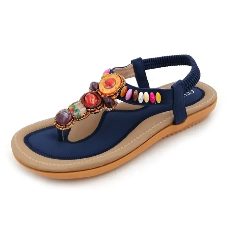 Donut Flip Flops Purpdrank - Bohemian Women Sandals Gemstone Beaded Slippers Summer Beach Sandals Women Flip Flops Ladies Flat Sandals Shoes