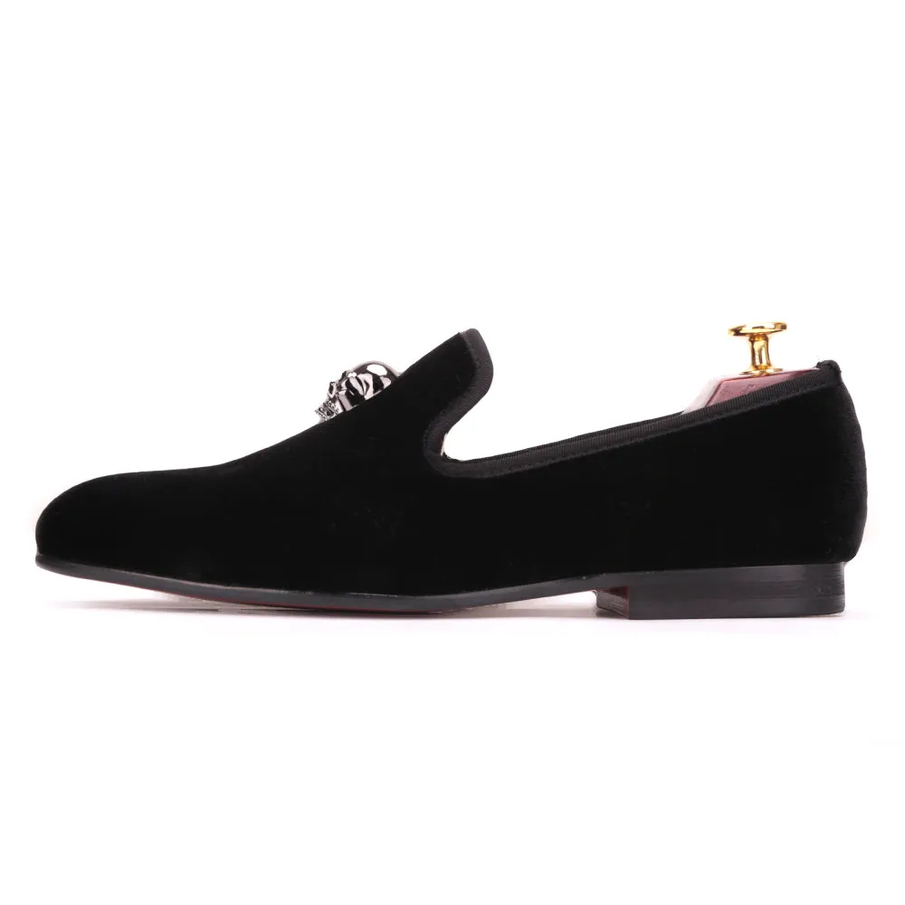 Loafers Van OneDrop Men Dress Shoes Skull Buckle Handmade Velvet Wedding Party Prom Loafers