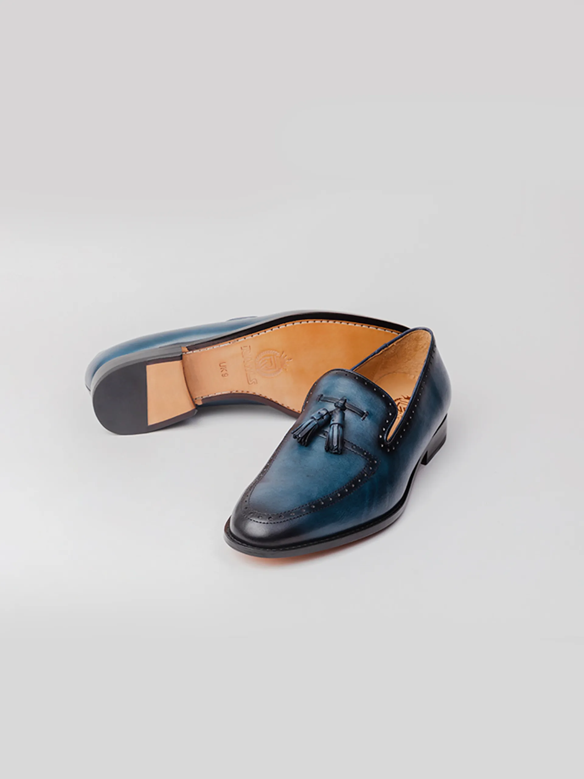 Low Vamp Loafers Onyx Tassel Loafer - Slate Blue Patina Finished