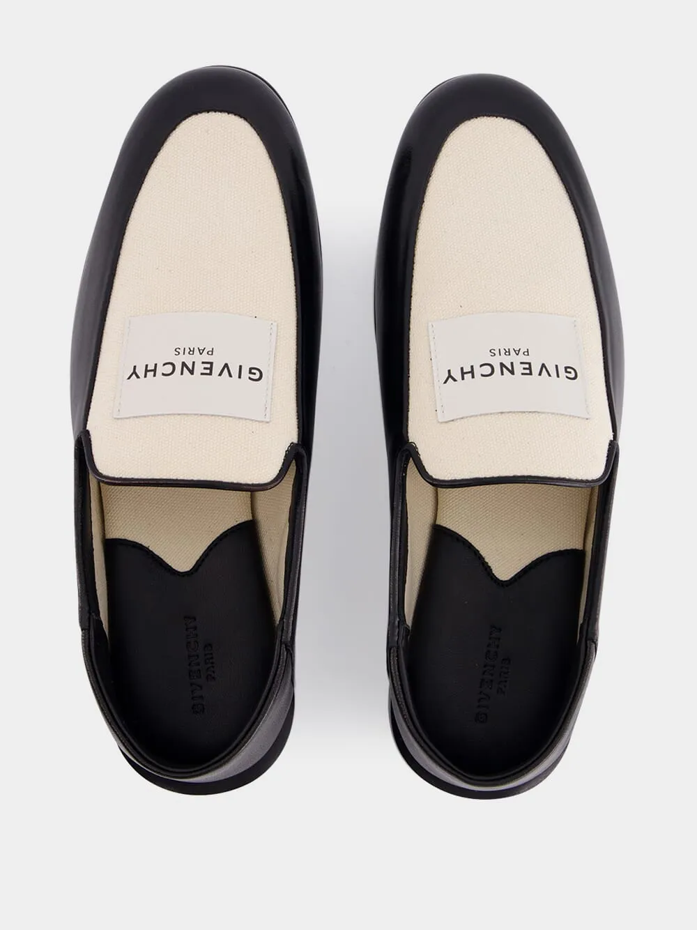 Black and Natural Leather Label Loafers Loafers With Dresses