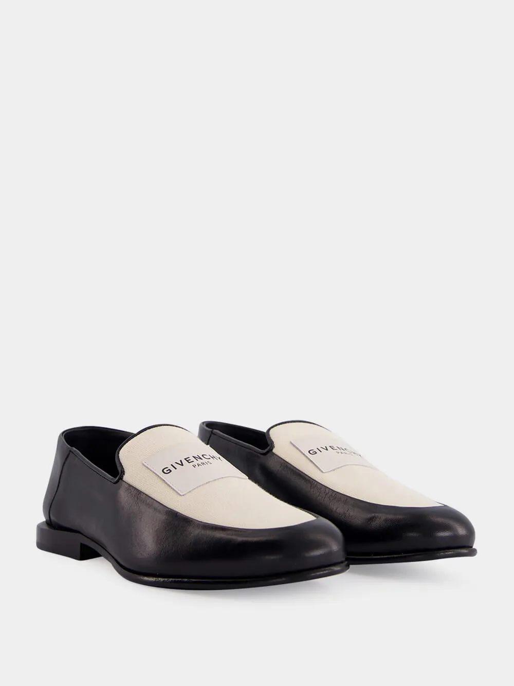 Black and Natural Leather Label Loafers Dolce And Gabbana Loafers