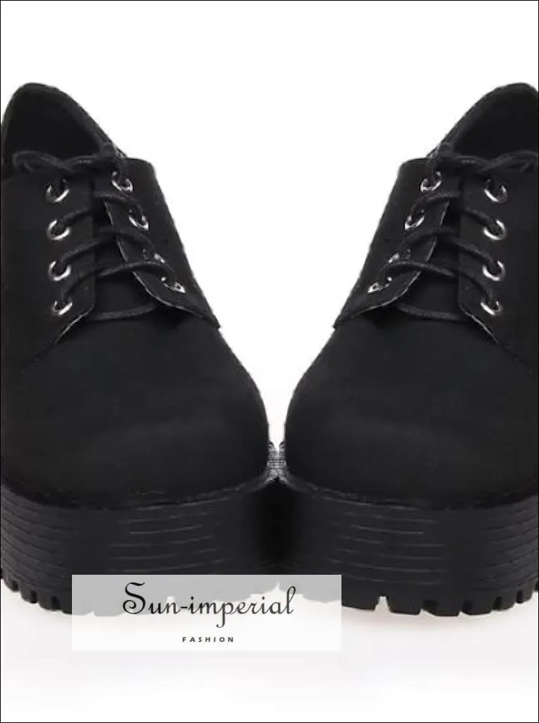 Red Punk Lace up Oxfords Vegan Leather with Short Block Heel and Chunky Treaded Soles Women Shoes Zerogrand Wfa Oxford