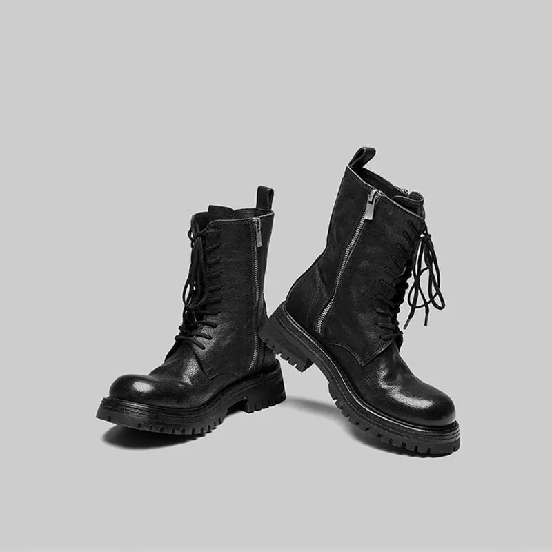 Retro Horse Leather Martin Boots For Women Sweet and Cool Ankle Boots in Dark Grey/Black Pro Series Oxfords