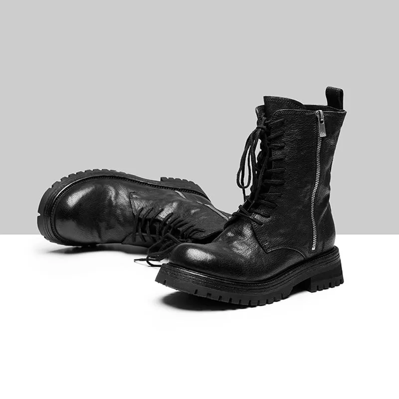 Retro Horse Leather Martin Boots For Women Sweet and Cool Ankle Boots in Dark Grey/Black Oxford Shoes Sale