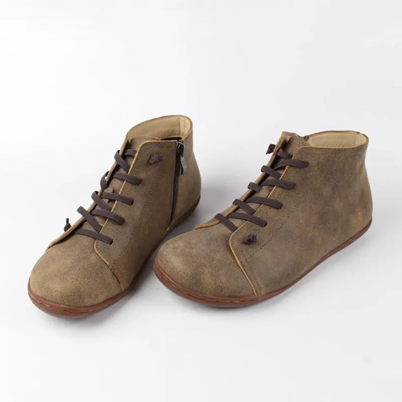 Womens Leather Barefoot Ankle Boots Casual Walking Boots Soft Sole Flats Oxford Booties Johnston & Murphy Novick Cap Toe Oxford