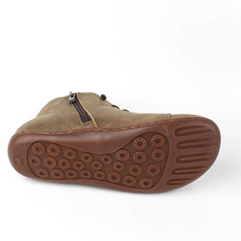 Womens Leather Barefoot Ankle Boots Casual Walking Boots Soft Sole Flats Oxford Booties 8053 Oxfords