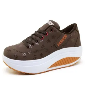 Oxfords River Big Size PU Leather Platform Running Shoes for Women Sport Shoes Woman Height Sneakers Women Sports Tennis Brown Basket GME-1838