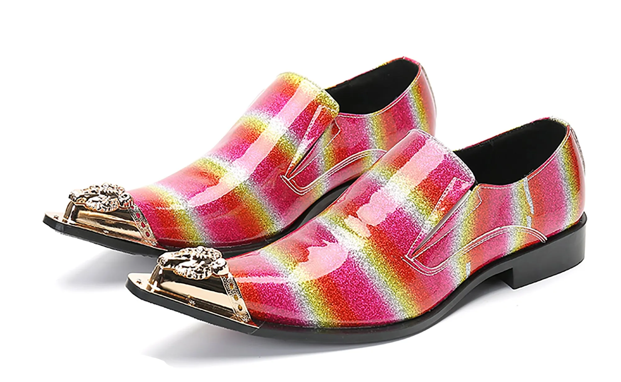 Retro Work Boots Men's Metal Tip Slip On Western Loafer