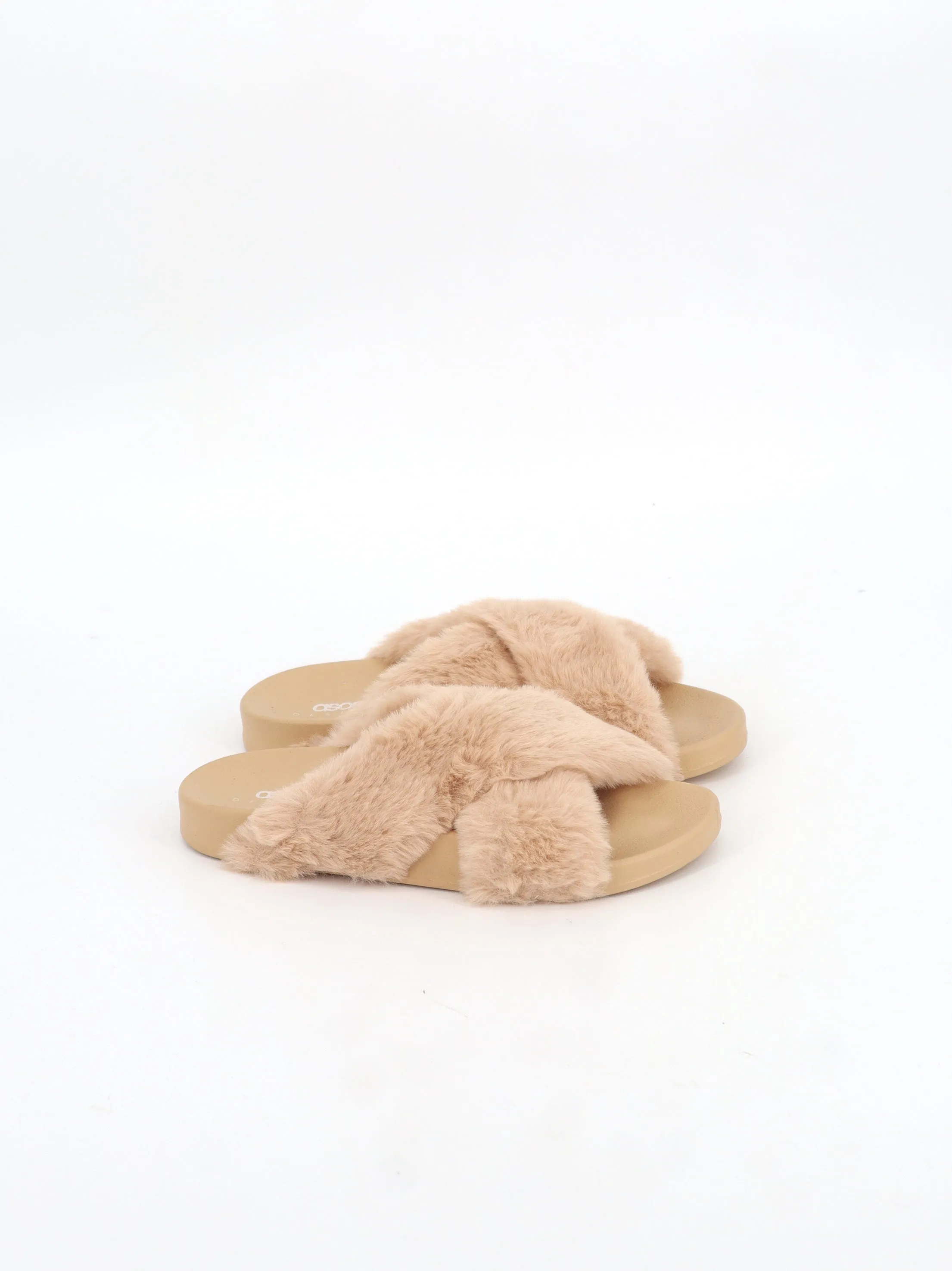 Shearling House Slippers Women's Faux Fur Slippers,Beige
