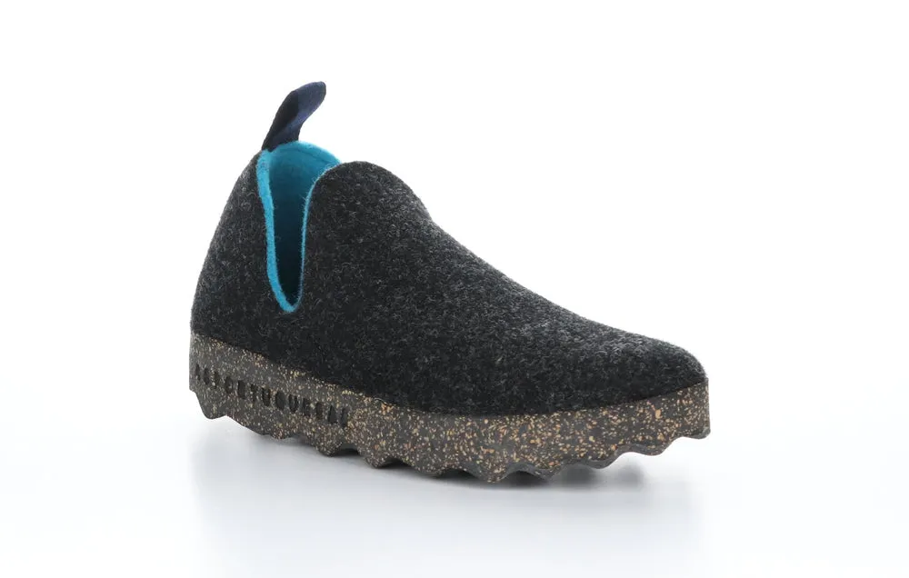 City in Anthracite Open Toe Fluffy Slippers