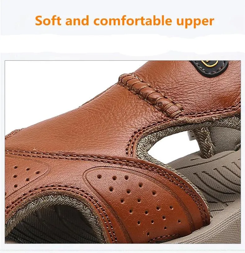 Hiking Sport Sandals Men's Summer Outdoor, Non-slip Leather Sandals