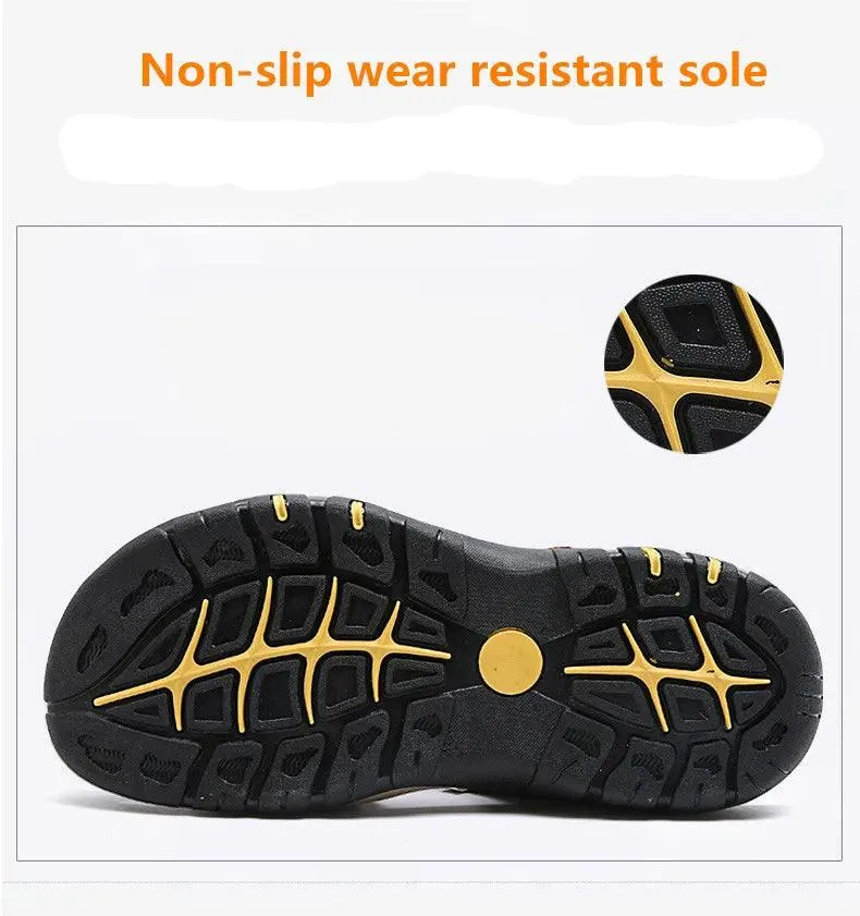 Men's Summer Outdoor, Non-slip Leather Sandals Huarache Sandals With Arch Support