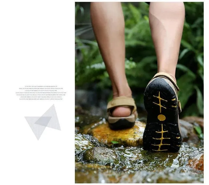 Sandals At Academy Men's Summer Outdoor, Non-slip Leather Sandals