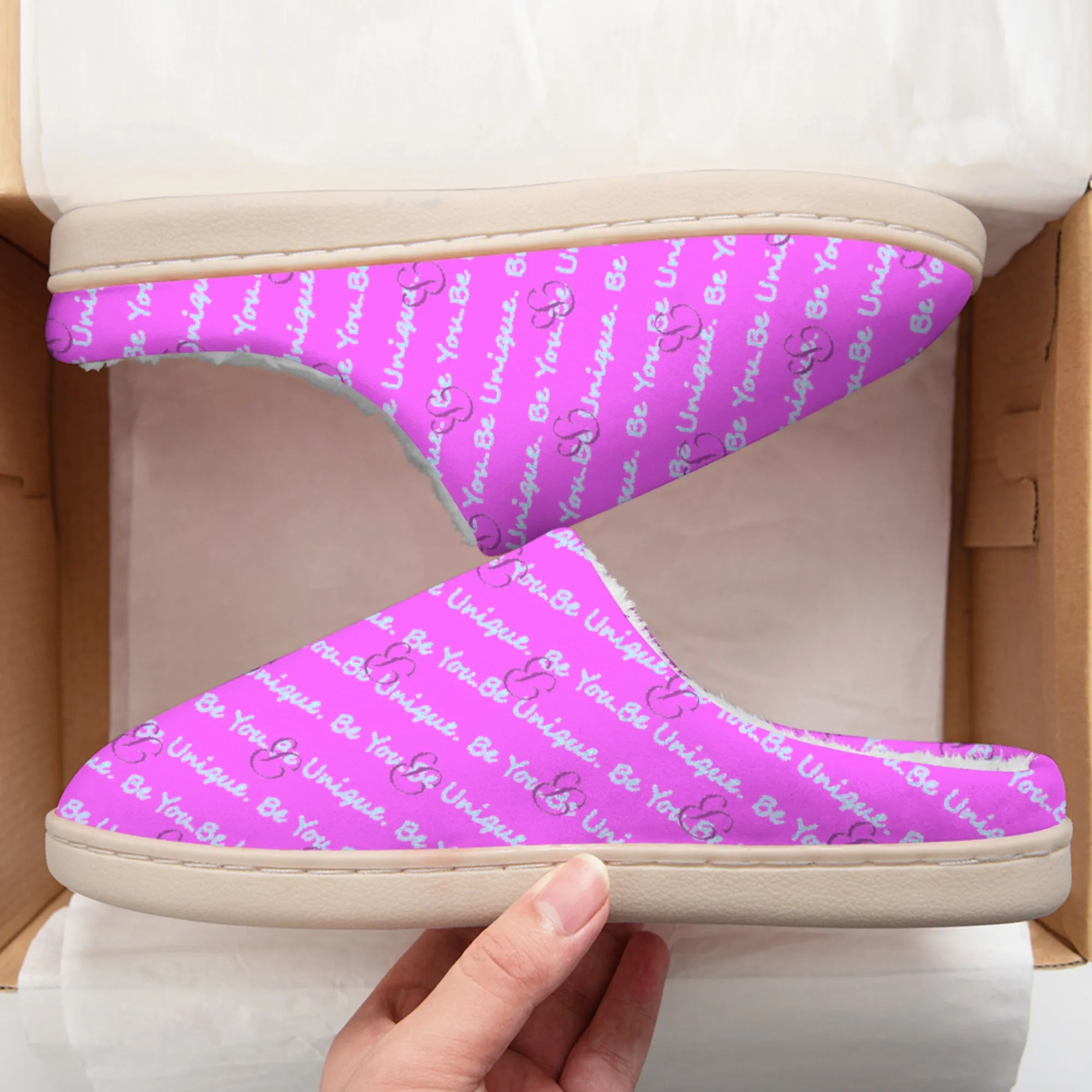 EtherealBe Pink Plush Slippers - Be Unique. Be You. Google Slides Slippers